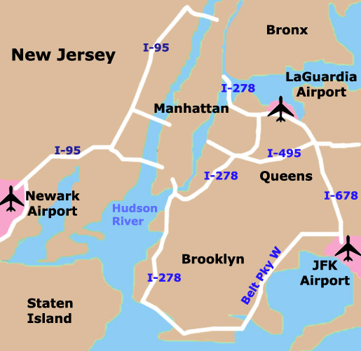 NYC airport map