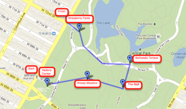 Central Park Walking Tour map