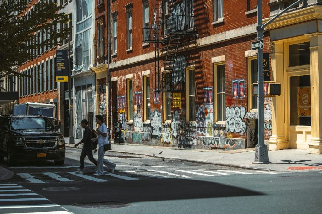 People crossing the street in SoHo New York City