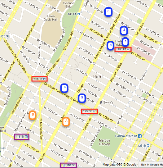 Harlem walking tour map