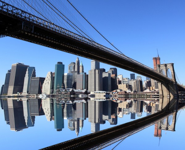 New York's skyline and the Brooklyn Bridge Brooklyn Bridge view