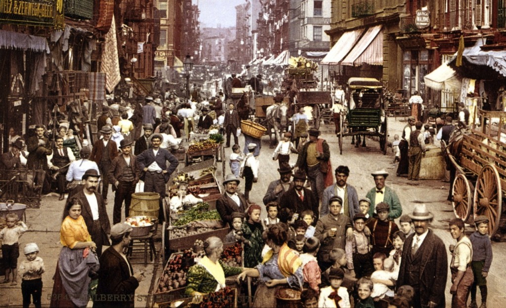 Italians in New York City on Mulberry Street, Little Italy, NYC.