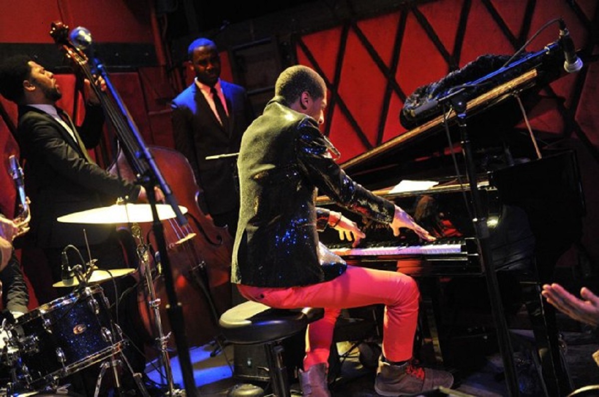 man playing a piano
