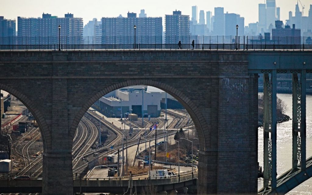 People walking on High Bridge. 