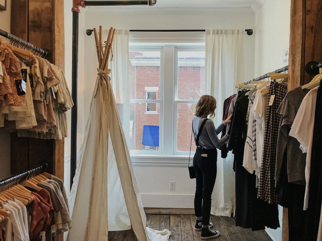 woman in a boutique shop in New York 