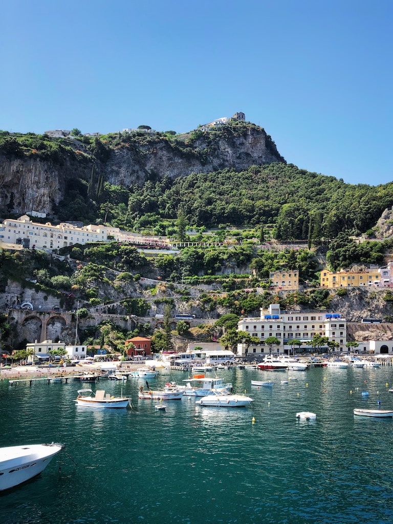 Town of Amalfi in the Amalfi Coast with boats