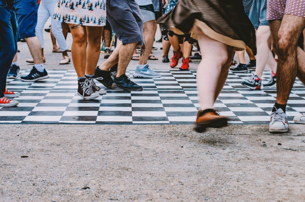 People dancing on a dance floor