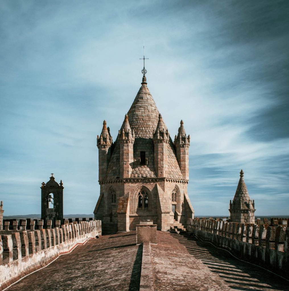 castle with a tall roof