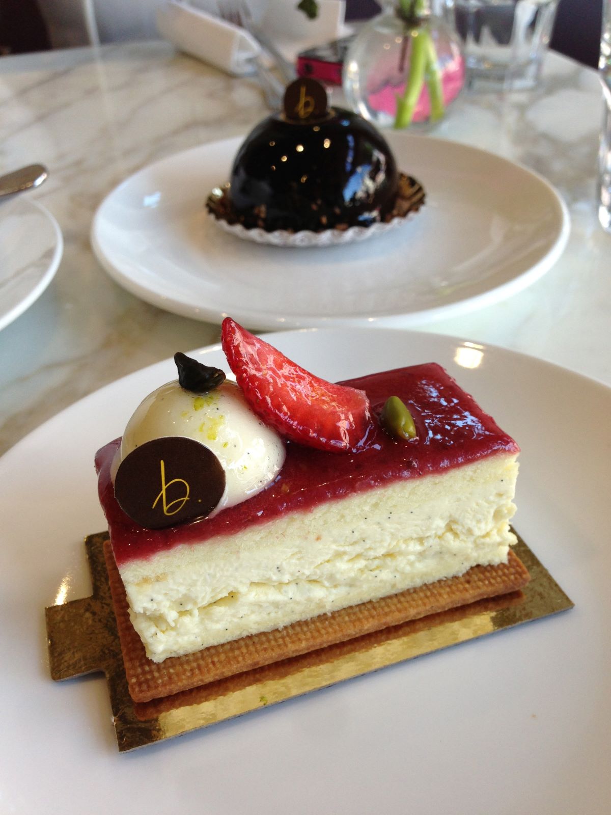 Closeup up french style cake.