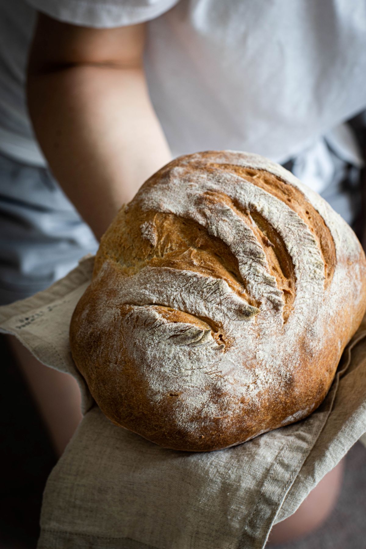 Closeup of sourdough bread.