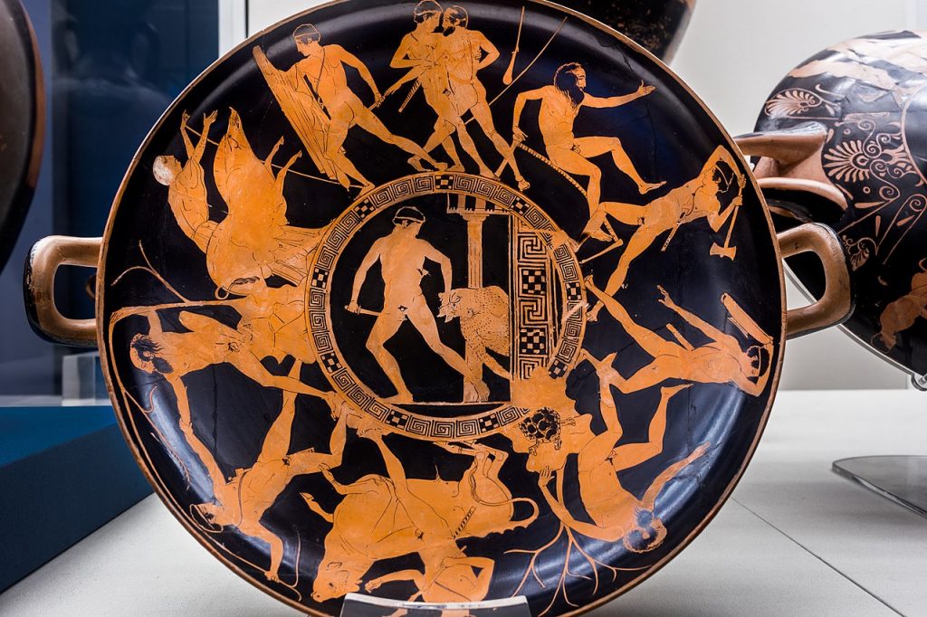 The Greek kylix, or cup with beautiful designs inside