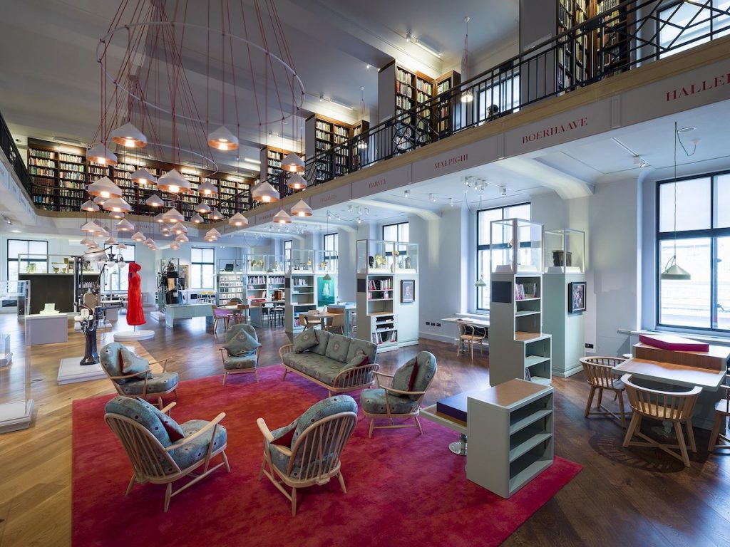 Reading Room with chairs and red carpet Wellcome Collection Museum in London