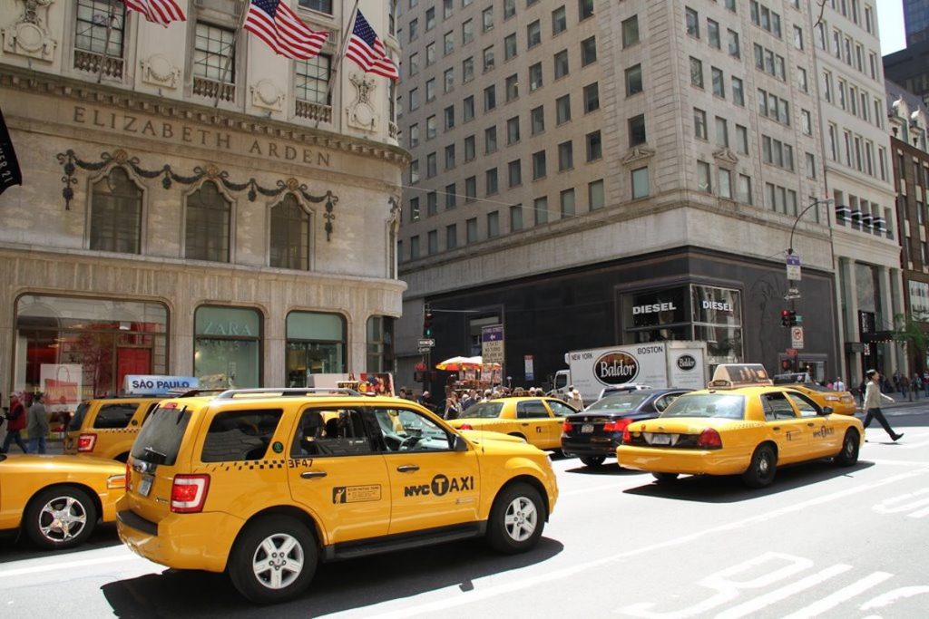 taxis in the street in nyc