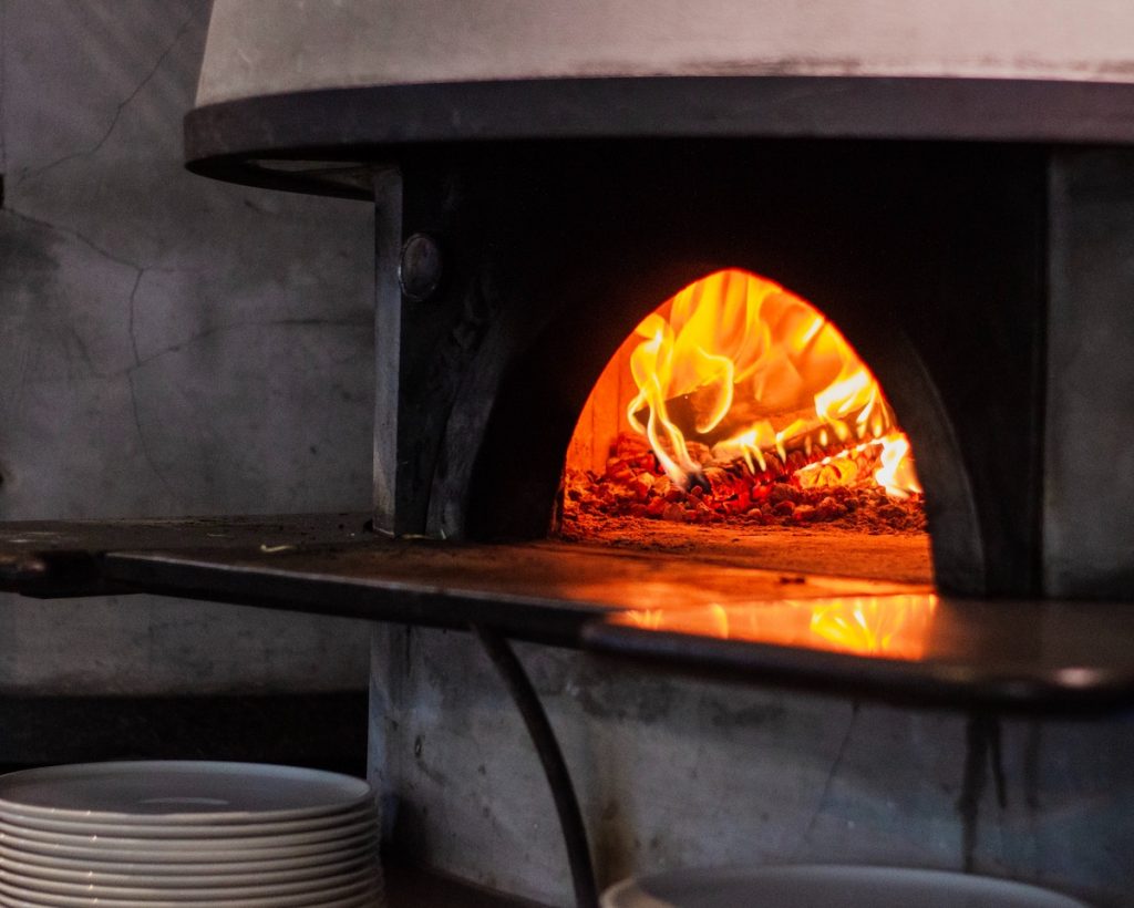 pizza oven with fire