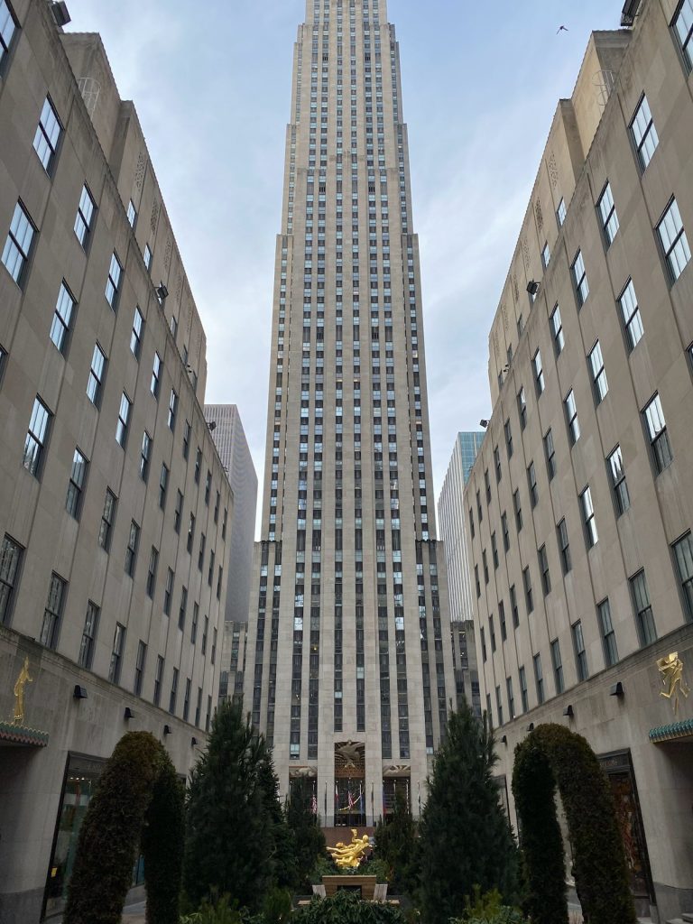 high rise building rockefeller center new york day