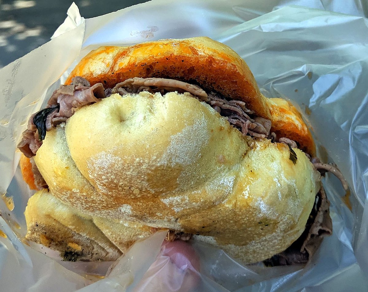 Lampredotto Sandwich made from the fourth and final stomach of a cow