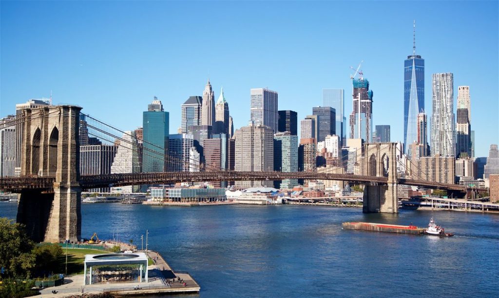 nyc skyline on a sunny day