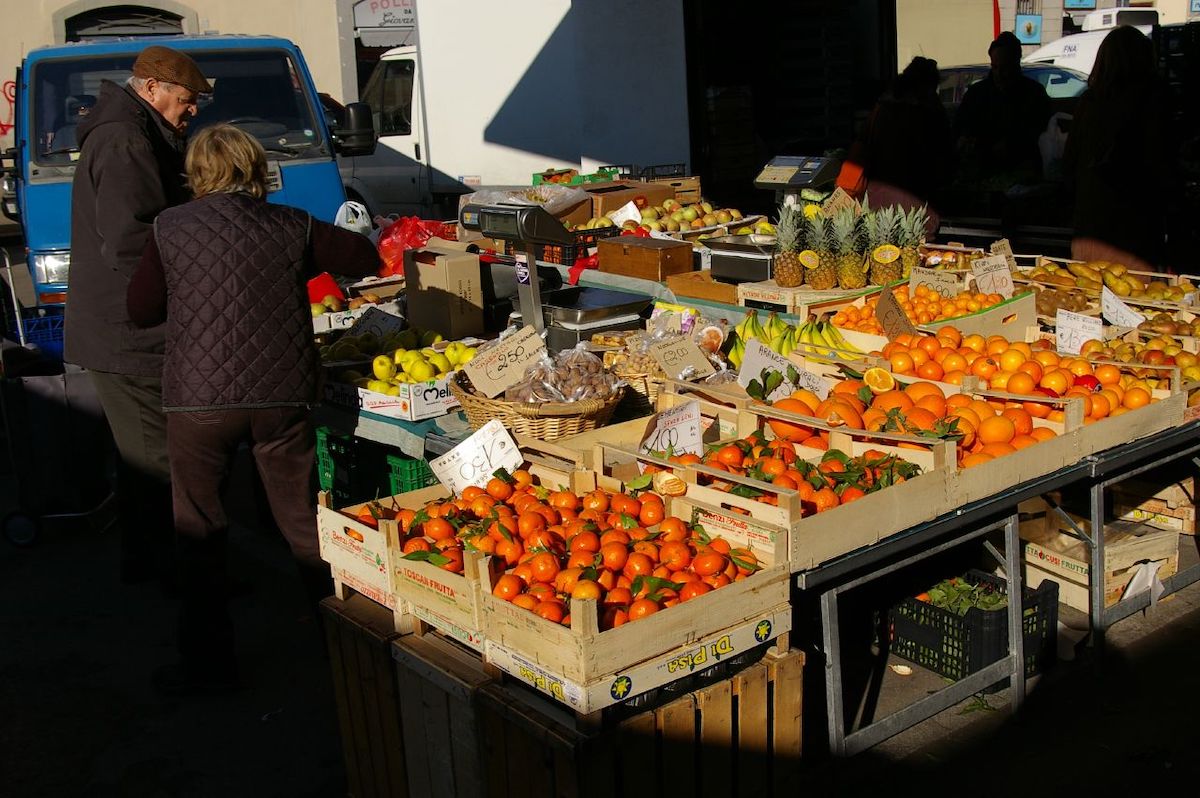 Sant'Ambrogio market fruit stalls