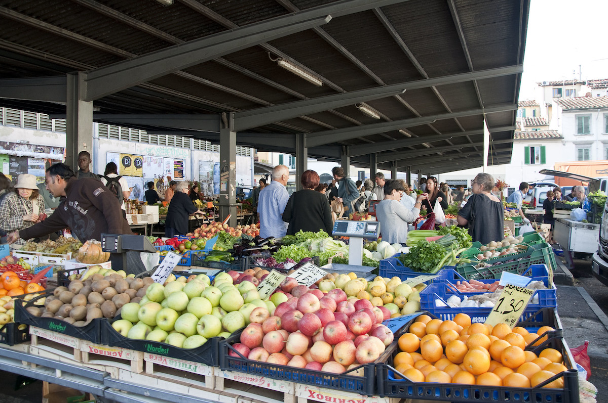 Fruit and vegetable stalls at Sant'Ambrogio market