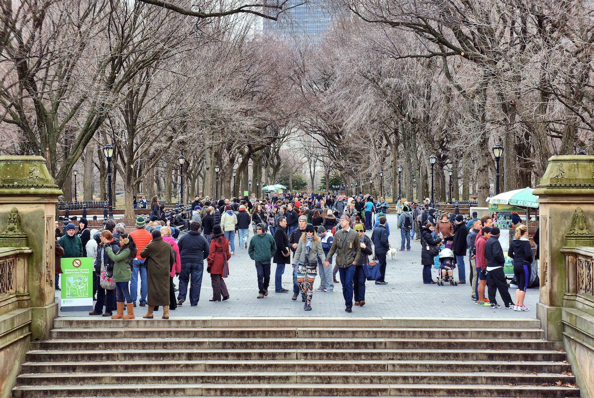 Central Park's The Mall with people