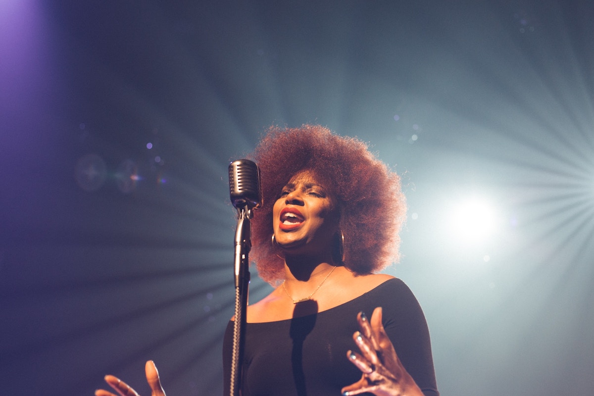 Woman performing on stage