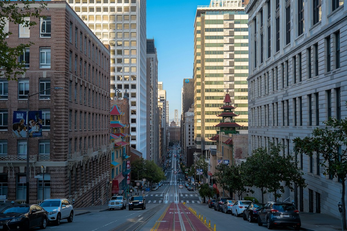 Long San Francisco street in Chinatown