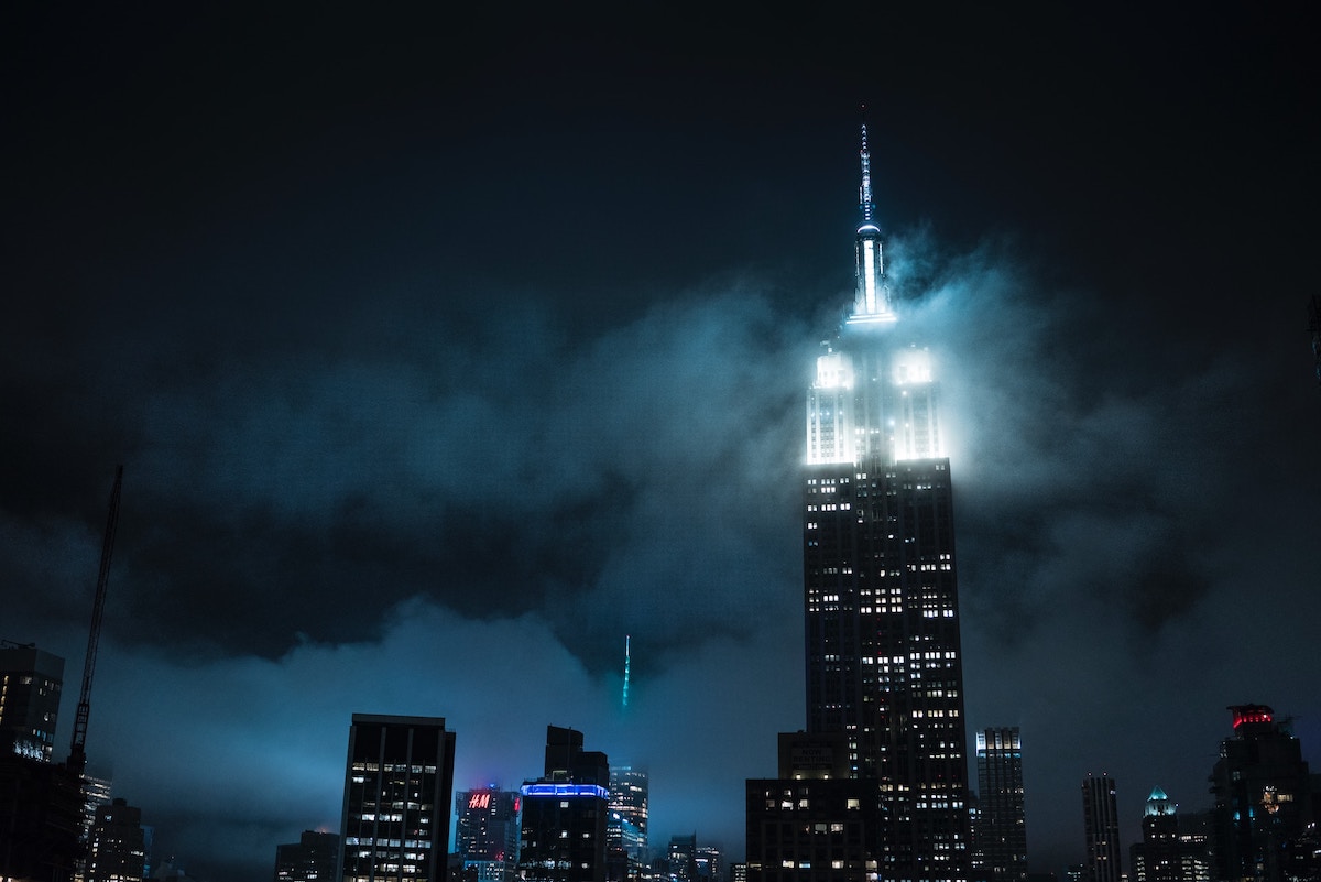 Empire State Building by night with lights