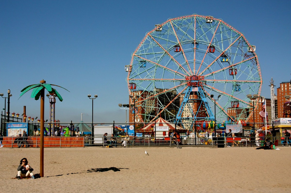 People on the beach at Coney Island