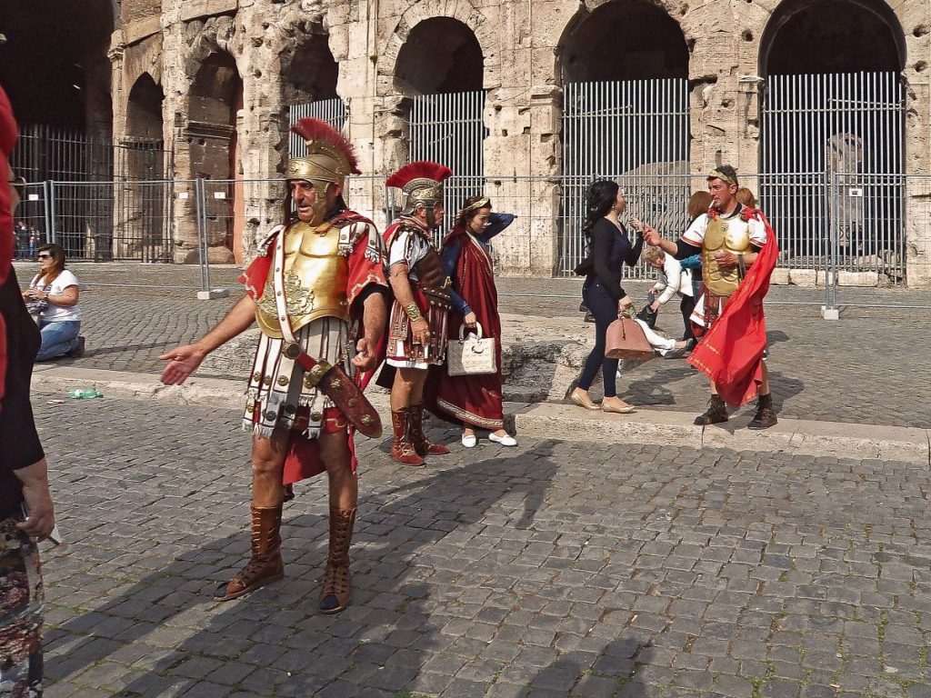 people dressed up as gladiators in Rome