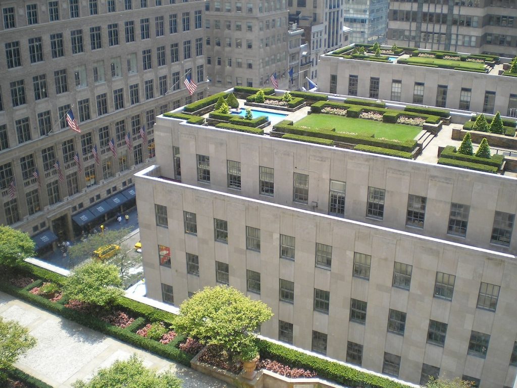 rooftop gardens at the Rockefeller Center in NYC. 