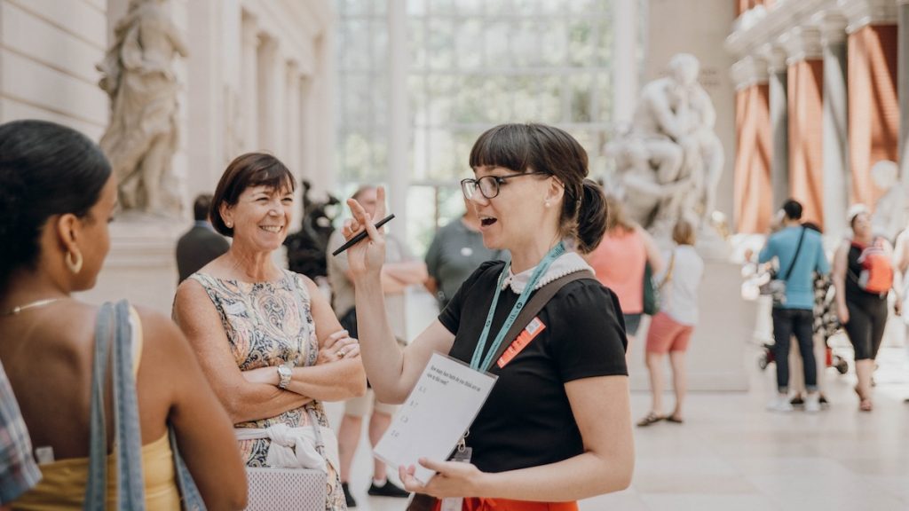 guide inside the met with group