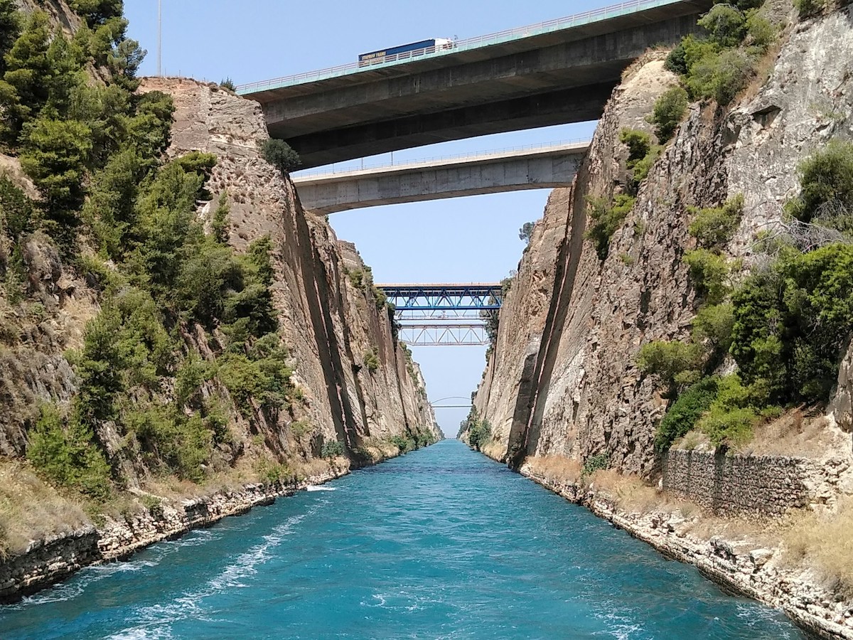 The Corinth Canal from a boat