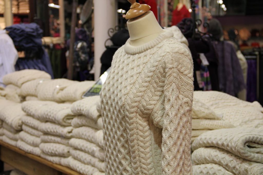 mannequin with cream colored wool sweater