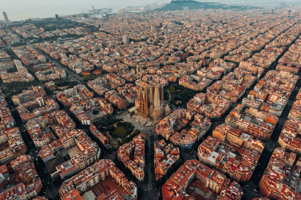 grid of buildings