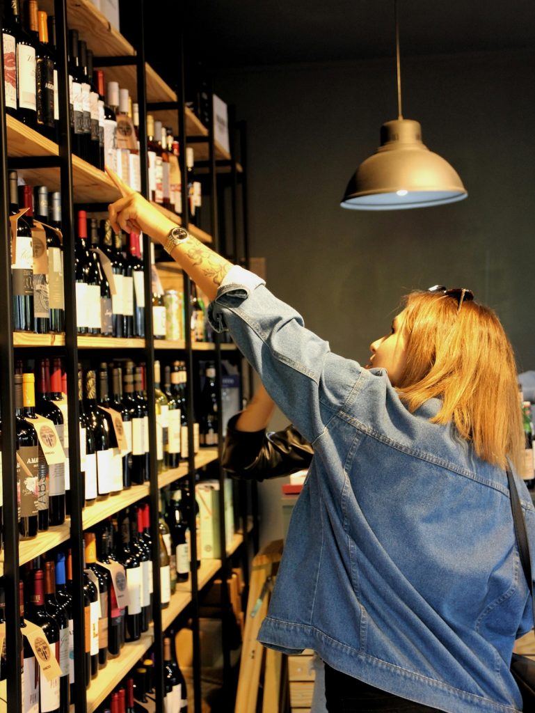 woman shopping for wine